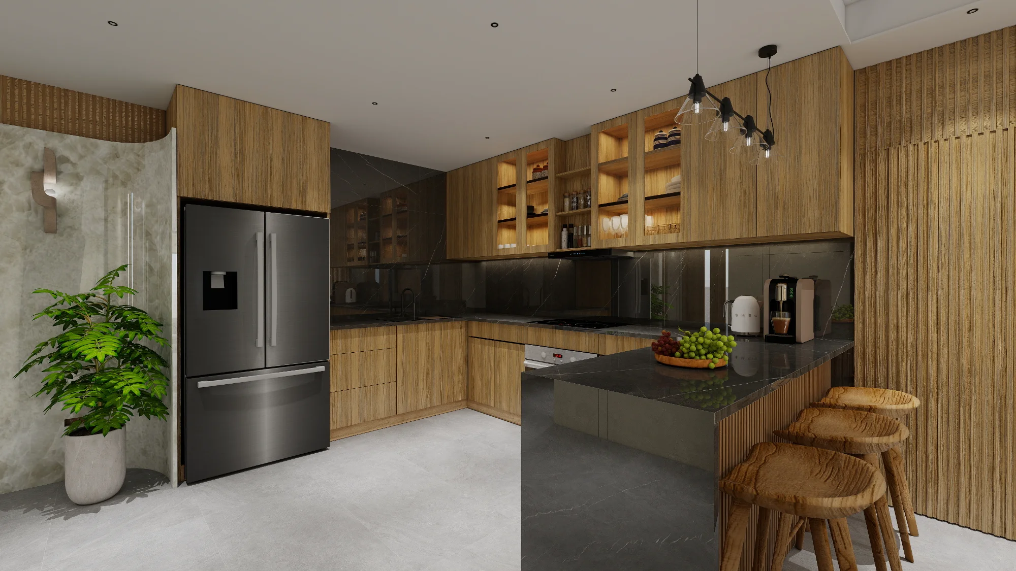 Kitchen and living area